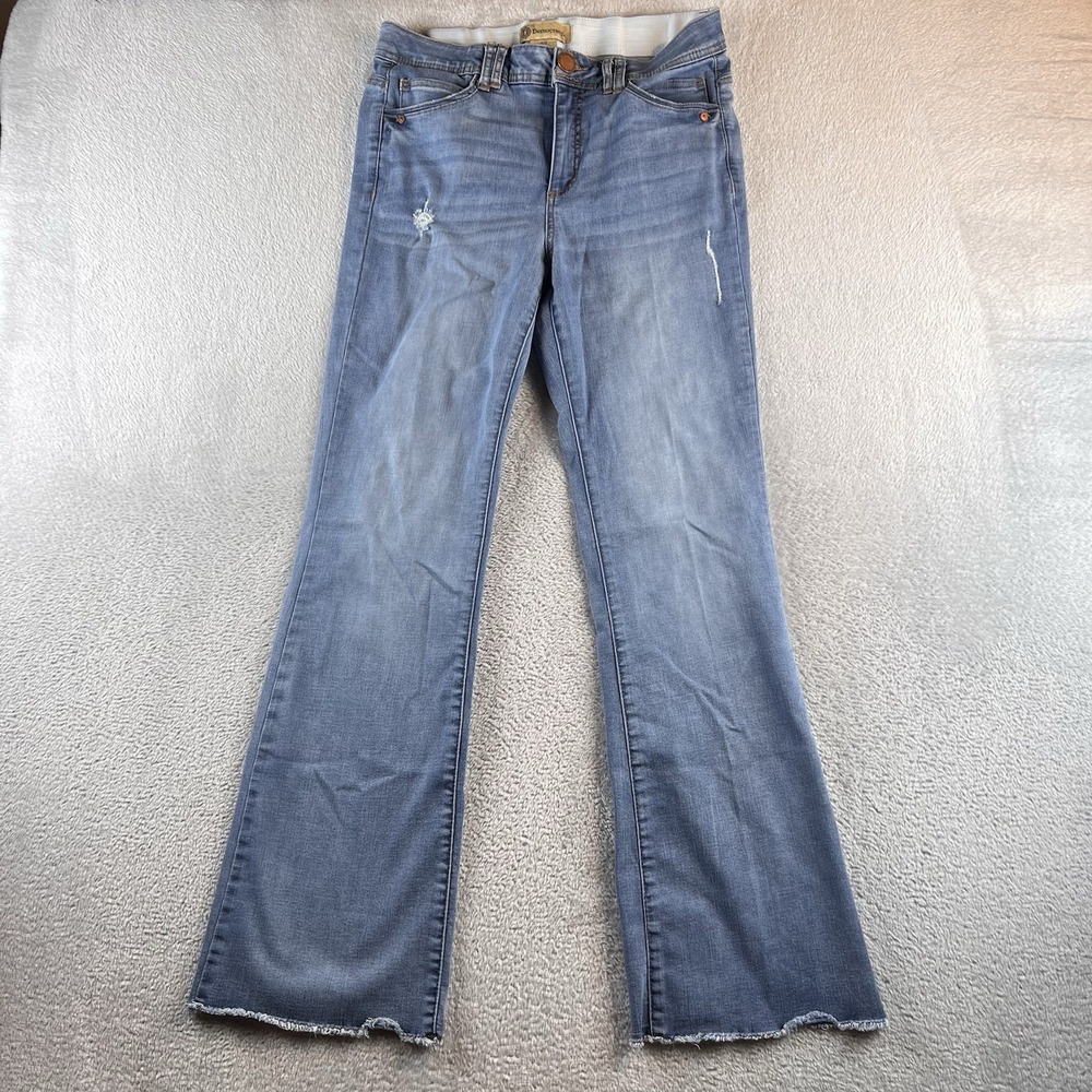 Democracy Jeans Womens 10 Blue Bootcut Ab Technology Raw Hem Distressed Boho